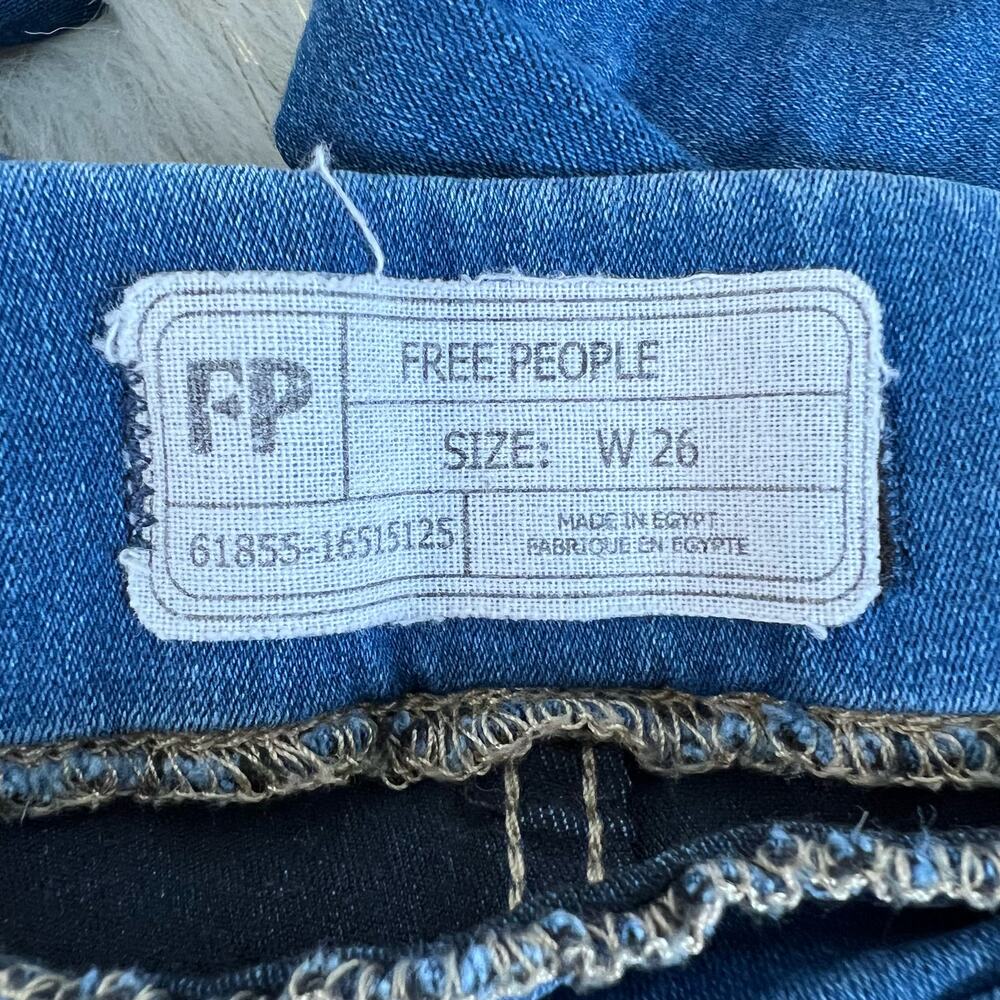 Free People Women Pull Up Jeggings Stretch Front Ankle Slit Med Wash Mid Rise 26 - Picture 8 of 10